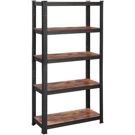 CALICOSY Scaffale industriale in metallo nero regolabile - L75 x H150 cm
