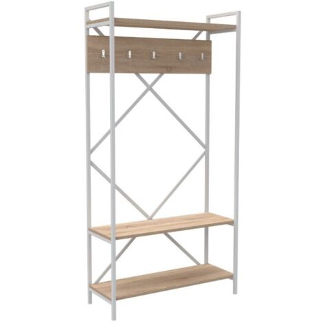 Scaffale ingresso metallo antracite appendiabiti Kety 90x35xh.180 cm