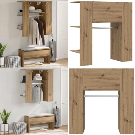 Scaffale Ingresso Rovere 97,5x37x99 cm Legno Multistrato - Scaffale da corridoio - Scaffale in legno