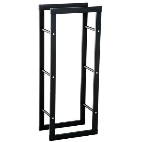 EASYCOMFORT Scaffale Porta Legna Verticale per Interno in Ferro Nero,  40x25x150cm