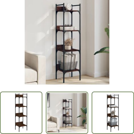 Scaffale -  Libreria 4 Ripiani Rovere Marrone 35x30x138,5 Legno Multistrato