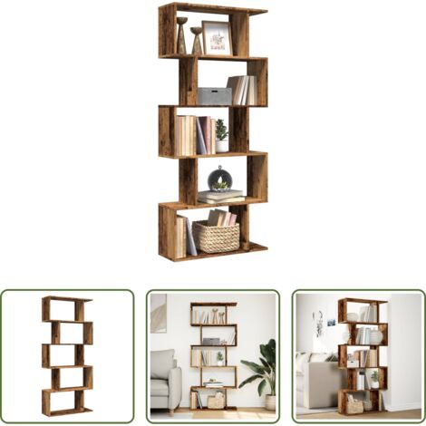 Scaffale -  Libreria Divisorio 5Ripiani Legno Antico 70x24x161cm Truciolato