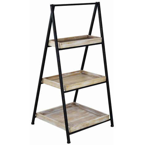 Scaffale libreria in ferro e legno 3 ripiani Braiden