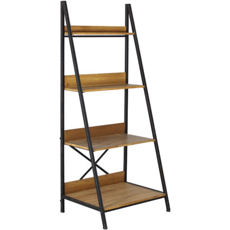 Scaffale libreria in ferro e legno 4 ripiani Basil