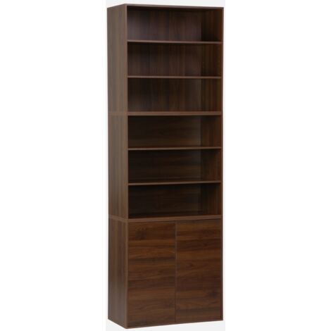 Scaffale, libreria modulare con 2 ante e 5 ripiani