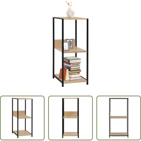 Scaffale -  Libreria Piccola Dritta Nera Rovere 33,5x39,6x79,7 Multistrato