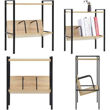 Scaffale Libri 2 Ripiani Nero e Rovere 52x28x59 cm Multistrato - Scaffale in legno - Scaffale autoportante