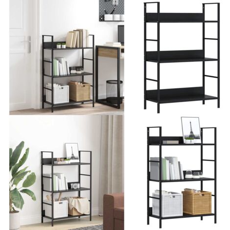 Scaffale Libri 3 Ripiani Nero 60x27,6x90,5 cm Legno Multistrato - Scaffale in legno - Scaffale autoportante