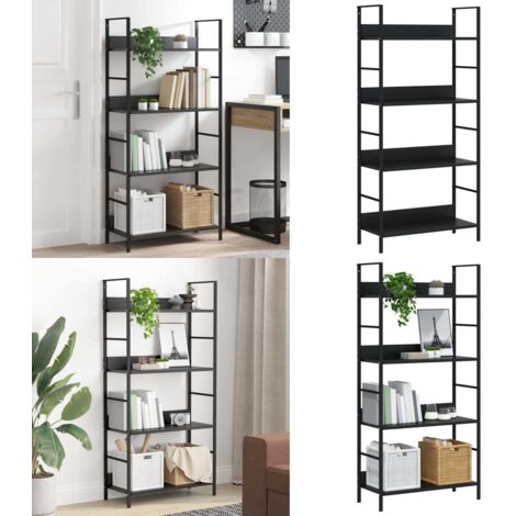 Scaffale Libri 4 Ripiani Nero 60x27,6x124,5cm Legno Multistrato - Scaffale in legno - Scaffale autoportante
