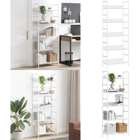 Scaffale Libri 5 Ripiani Bianco 60x27,6x158,5 Legno Multistrato - Scaffale Decorativo - Scaffale in Legno