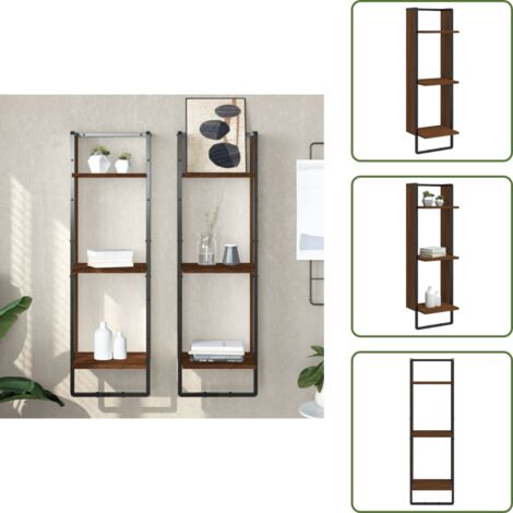 Scaffale marrone - vidaXL Scaffale Parete 3Ripiani Rovere Marrone 30x25x100cm Multistrato - Scaffale multistrato