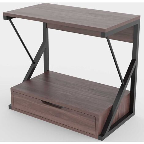 Scaffale Mensola Cucina Mobiletto Porta Microonde Cassetto Metallo Legno Noce