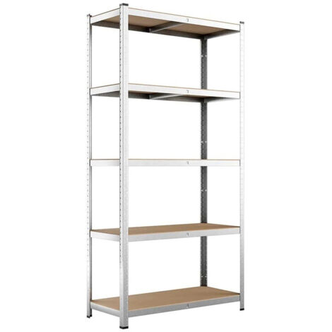 Scaffale Metal Zincato 5 Ripiani Mdf Scaffalatura Carichi Pesanti 180x120x45cm