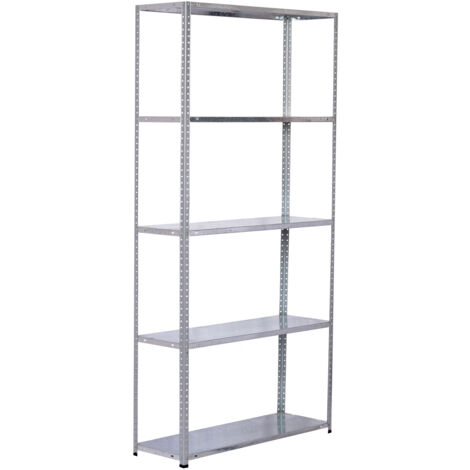 Scaffale metallico zincato Nils Solid 180 90x30x180 cm con 5 ripiani in acciaio zincato Sostiene fino a 250 kg