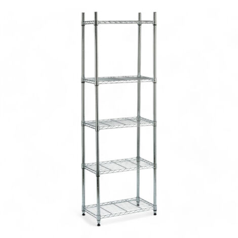 Scaffale metallo cromato 5 ripiani 60x35x180 cm per casa ufficio garage portata 75 kg per ripiano montaggio ruote M8