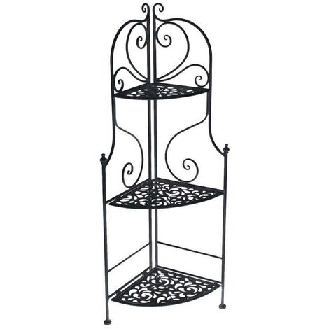 Scaffale metallo jessica nero 3 piani ad angolo cm 48x33h120