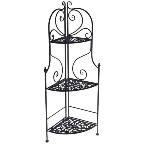Scaffale metallo jessica nero 3 piani ad angolo cm 48x33h120