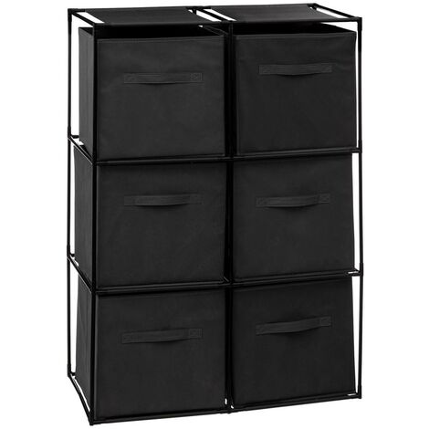 Scaffale mix n modul a 6 scomparti con 6 contenitori, nero - 5five