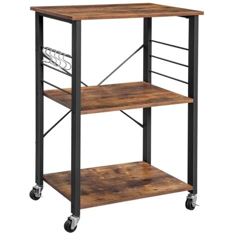 Scaffale mobile per mobile da cucina scaffale su ruote Carrello organizer 3 ripiani + gancio