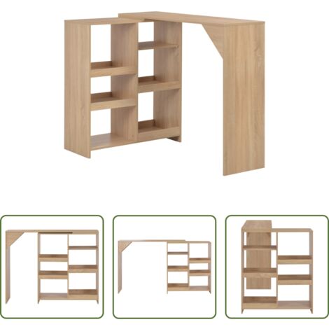 Scaffale mobile -  Tavolo da Bar con Scaffale Mobile Rovere 138x39x110 cm