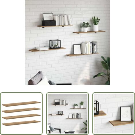 Scaffale moderno -  Scaffale 4 pcs Marrone 80 x 20 x 1,5 cm Legno multistrato