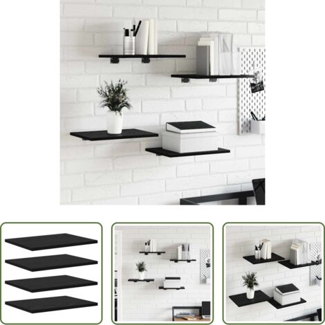 Scaffale moderno - Scaffale 4 pcs Nero 40 x 30 x 1,5 cm Legno multistrato