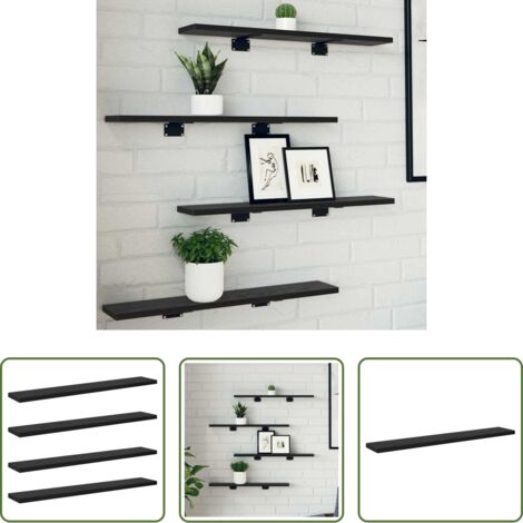 Scaffale moderno - Scaffale 4 pcs Nero 60 x 10 x 1,5 cm Legno multistrato