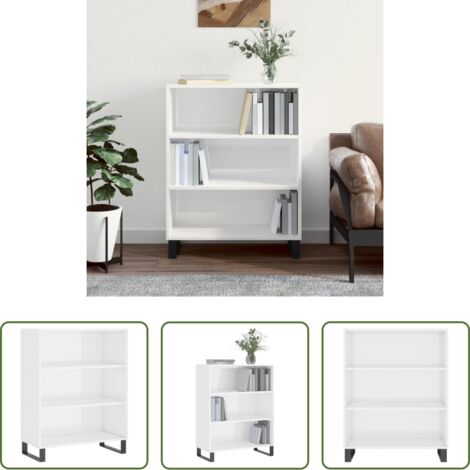 Scaffale moderno - Scaffale Bianco Lucido 69,5x32,5x90 cm in Legno Multistrato