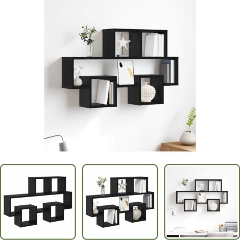 Scaffale moderno -  Scaffale da parete con lo scaffale Rovere nero 82 x 15 x 51 cm
