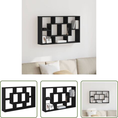 Scaffale moderno -  Scaffale da parete Rovere Nero 85 x 16 x 52,5 cm