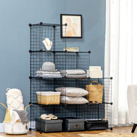 Scaffale modulare 37x109x109cm cubi componibili montaggio semplice metallo resistente nero
