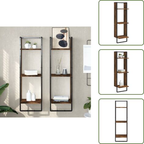 Scaffale multistrato - vidaXL Scaffale a Parete 3 Ripiani Rovere Fumo 30x25x100cm Multistrato - Scaffale in legno fumo