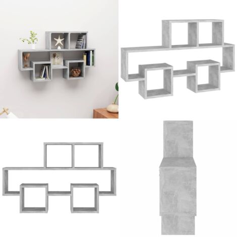 Scaffale Muro Auto Grigio Cemento 82x15x51 cm Legno Multistrato - Scaffale da parete - Scaffale in legno
