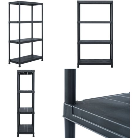 Scaffale Nero 100 kg 60x30x138 cm in Plastica - Scaffale per salotto - Scaffale per cucina