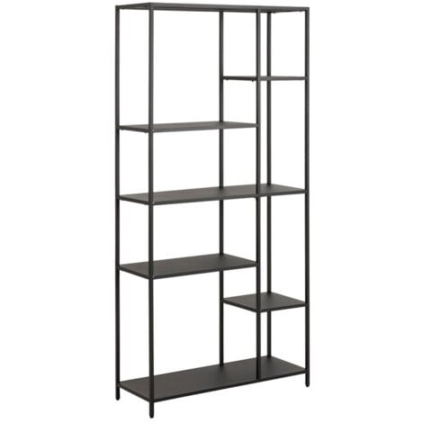 Scaffale Norsica Teruva 103, Nero, Aperto, Aperto tutto parete di fondo, Metallo, Il numero di porte: 0, Numero di cassetti: 0, 165x80x30cm