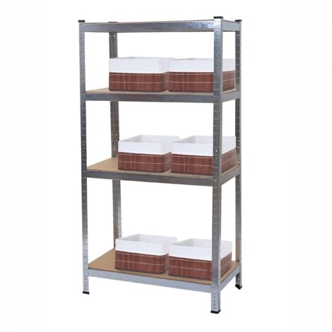 Scaffale officina ufficio con 6x ceste multiuso bambù HHG-223 MDF metallo 40x80x160cm 4x ripiani grigio