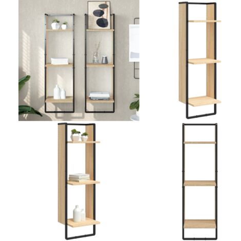 Scaffale Parete 3 Ripiani Rovere Sonoma 30x25x100cm Multistrato - Mensole da parete - Scaffale in legno multistrato