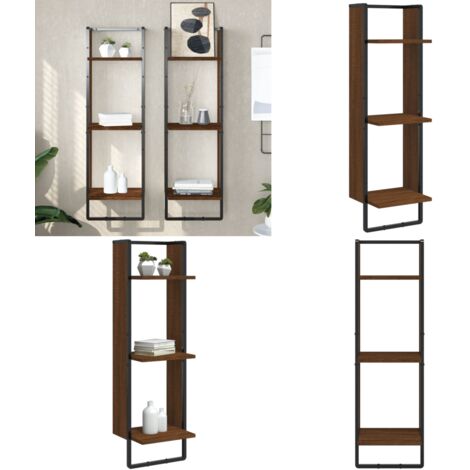 Scaffale Parete 3Ripiani Rovere Marrone 30x25x100cm Multistrato - Mensole da parete - Scaffale in legno