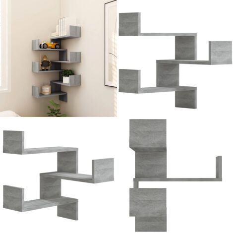Scaffale Parete Angolo 2pz Grigio Sonoma 40x40x50cm Multistrato - Scaffale da parete - Scaffale angolare