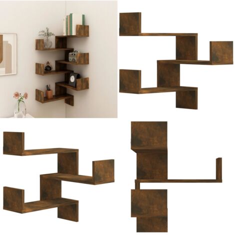 Scaffale Parete Angolo Rovere Anticato 40x40x50cm Multistrato - Scaffale da parete - Scaffale in legno multistrato