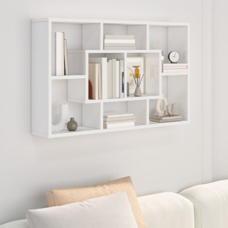 Scaffale Parete Bianco Lucido 85x16x52,5 cm Legno Multistrato vidaXL