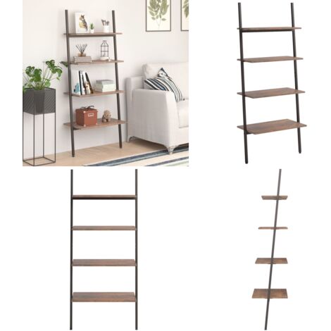 Scaffale Pendente 4 Livelli Marrone Scuro e Nero 64x34x150,5cm - Scaffale a 4 livelli - Scaffale per libri