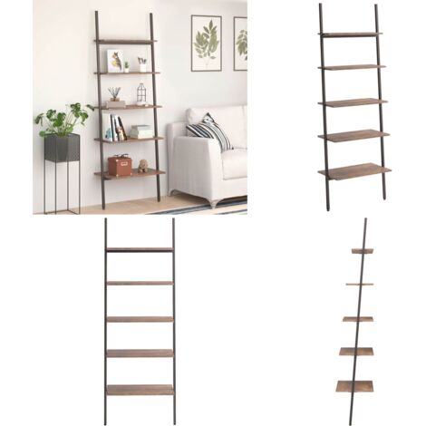 Scaffale Pendente 5 Livelli Marrone Scuro e Nero 64x34x185,5 cm - Scaffale a 5 livelli - Scaffale per libri