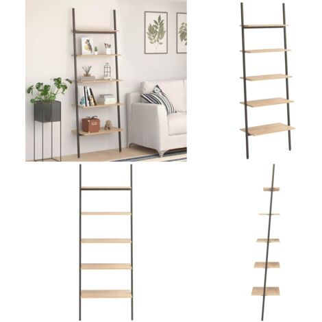 Scaffale Pendente 5 Ripiani Marrone Chiaro e Nero 64x34x185,5cm - Scaffale a 5 ripiani - Scaffale per casa