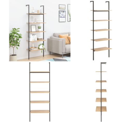 Scaffale Pendente 5 Ripiani Marrone Chiaro e Nero 64x35x185 cm - Scaffale a 5 ripiani - Scaffale per casa