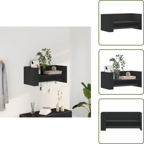 Scaffale per appendere - vidaXL Scaffale a Parete Nero 70,5x35x30,5 cm in Legno Multistrato - Scaffale per oggetti