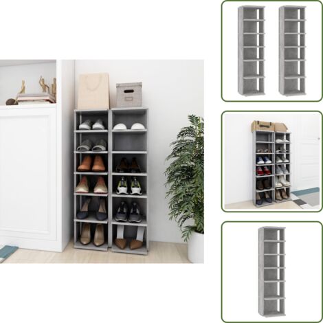 Scaffale per armadi - vidaXL Scarpiere 2 pz Grigio Cemento 27,5x27x102 cm - Scaffale per sottoscala