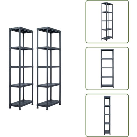 Scaffale per bagno - vidaXL Scaffali 2 pz 125 kg 60x30x180 cm Nero in Plastica - Scaffale per magazzino