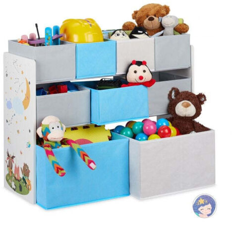 Scaffale per bambini con motivo e 9 cassetti