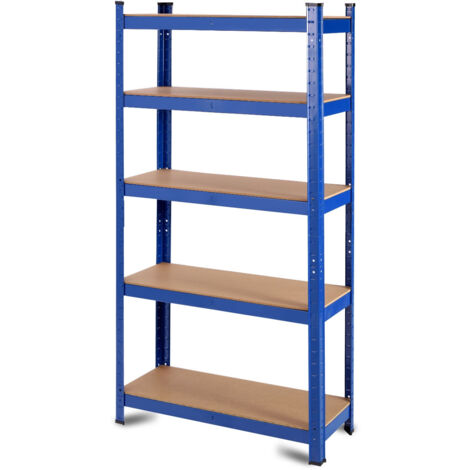 Scaffale per banco da lavoro, ripiani in legno, metallo, per carichi pesanti, su 5 livelli, 75 x 30 x 150 cm, blu 200000597